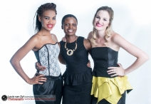 Zodwa with 2 of her models